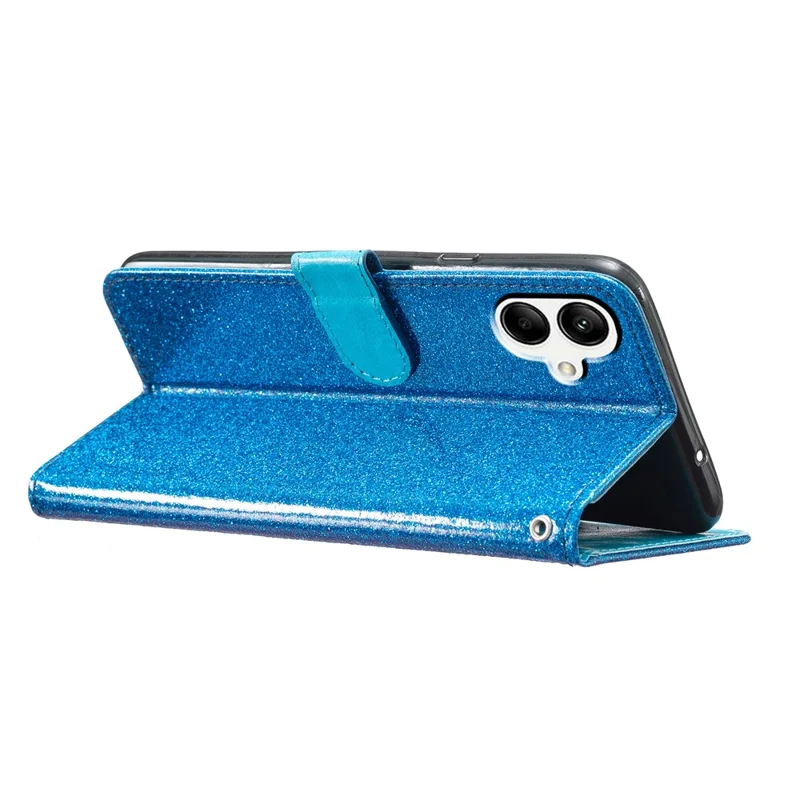 For Samsung Galaxy A06 4G Wallet Case Glitter Anti-Scratch Leather Phone Cover Stand - Blue