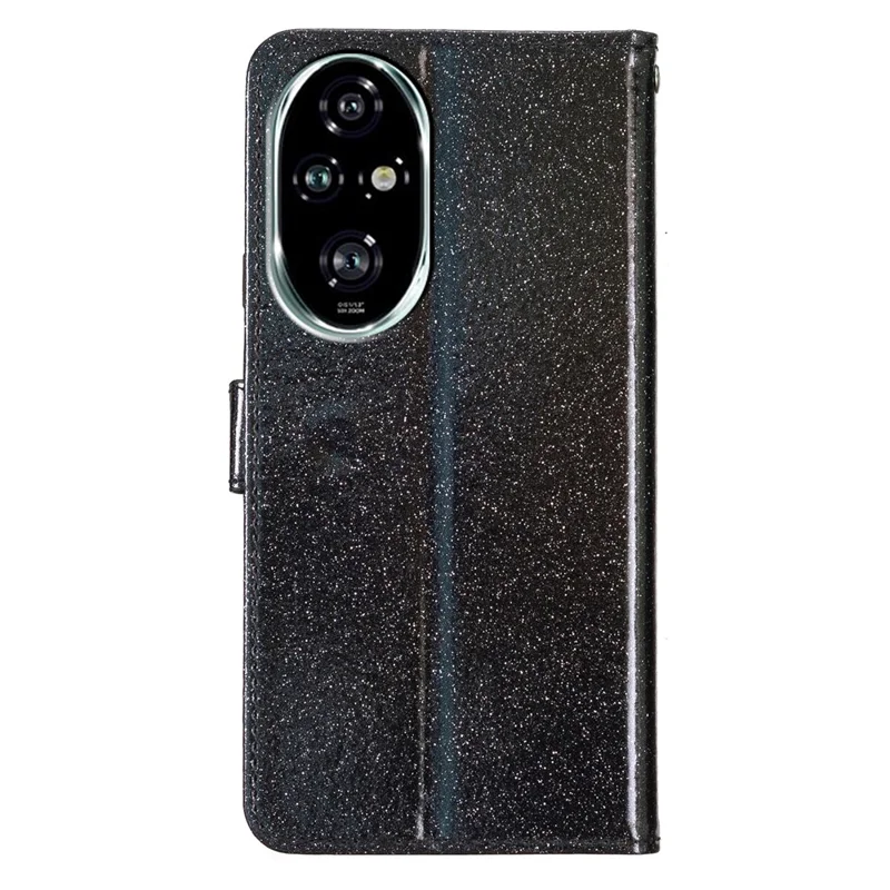 For Honor 200 Pro 5G Wallet Case Glitter Anti-Scratch Leather Phone Cover Stand - Schwarz
