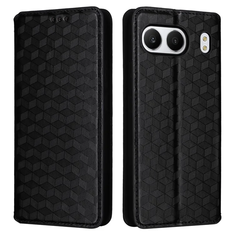 Per OnePlus Nord 4 Wallet Case Rhombus Imprinted Leather Phone Cover - Nero