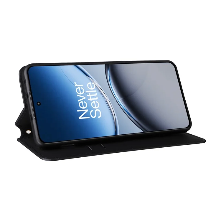 Per OnePlus Nord 4 Wallet Case Rhombus Imprinted Leather Phone Cover - Nero