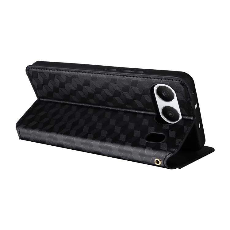 Per OnePlus Nord 4 Wallet Case Rhombus Imprinted Leather Phone Cover - Nero