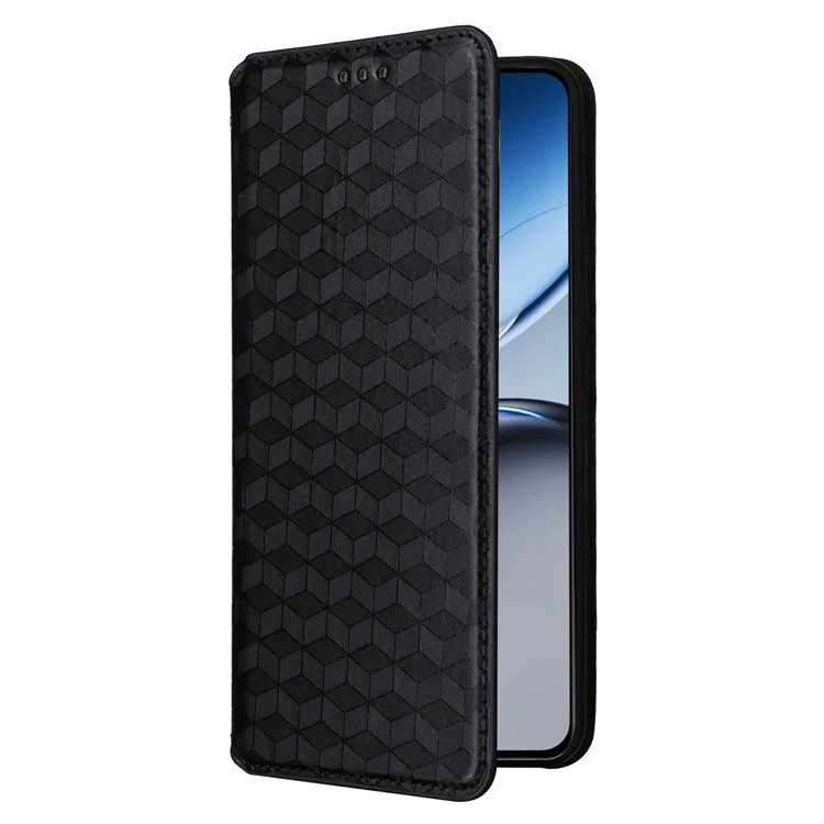 Per OnePlus Nord 4 Wallet Case Rhombus Imprinted Leather Phone Cover - Nero