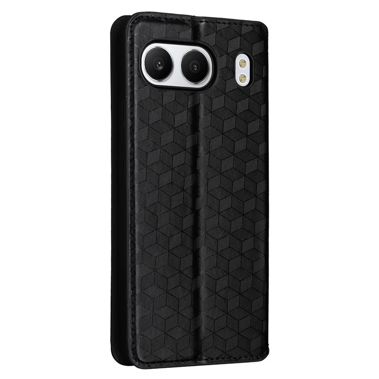 Per OnePlus Nord 4 Wallet Case Rhombus Imprinted Leather Phone Cover - Nero