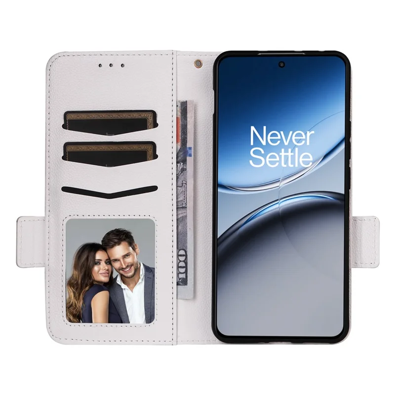 For OnePlus Nord 4 Case with Wrist Strap Litchi Texture PU Leather Wallet Phone Cover - White