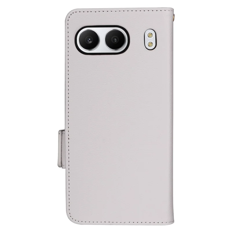 For OnePlus Nord 4 Case with Wrist Strap Litchi Texture PU Leather Wallet Phone Cover - White