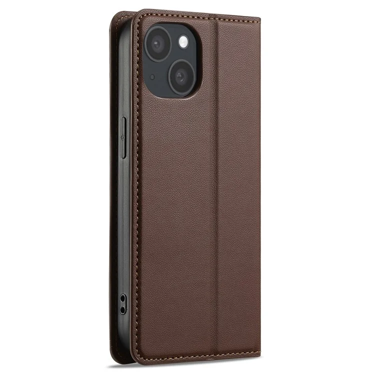 Lc. Serie Imeeke L1 Para Iphone 15 Plus Case PU Cuero de Cuero Soporte Protectora Tubo de Teléfono - Marrón