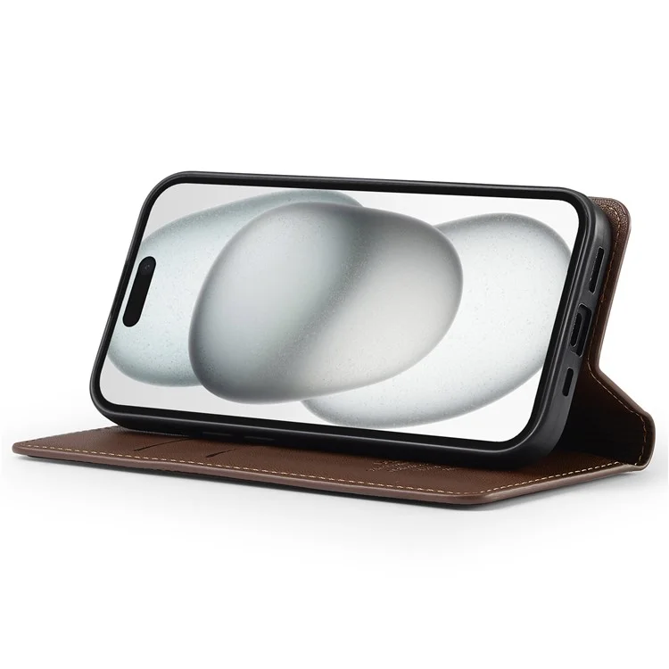Lc. Serie Imeeke L1 Para Iphone 15 Plus Case PU Cuero de Cuero Soporte Protectora Tubo de Teléfono - Marrón