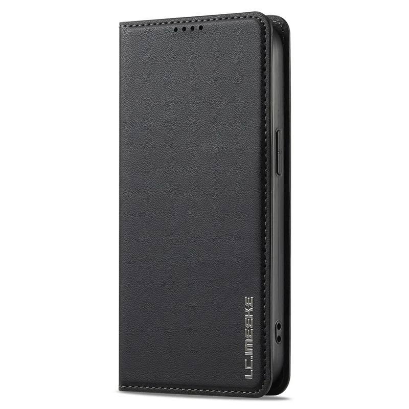 LC.IMEEKE L1 Series for iPhone 15 Plus Case PU Leather Wallet Stand Protective Phone Cover - Black