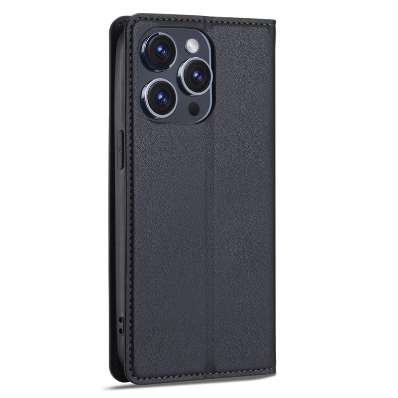 LC.IMEEKE L1 Series for iPhone 15 Pro Case PU Leather Wallet Stand Protective Phone Cover - Black