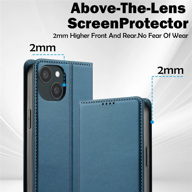 Lc. Serie Imeeke L1 Para Iphone 15 Case PU Leather Willet Soport Protective Phone Cover - Azul