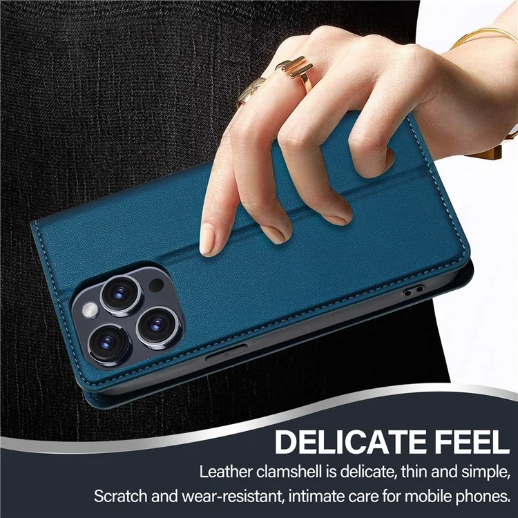 Lc. Série Imeeke L1 Pour Iphone 15 Pro Max pu Leather Wallet Stand Protection Phone Cover - Bleu