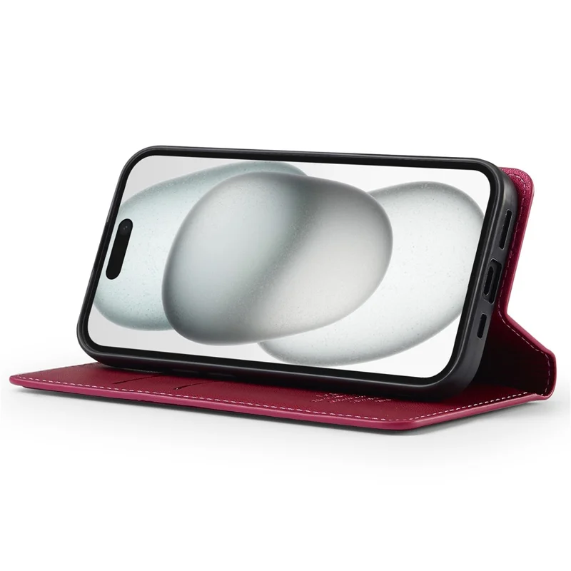 LC.IMEEKE L1 Series for iPhone 14 / 13 Case PU Leather Wallet Stand Protective Phone Cover - Red