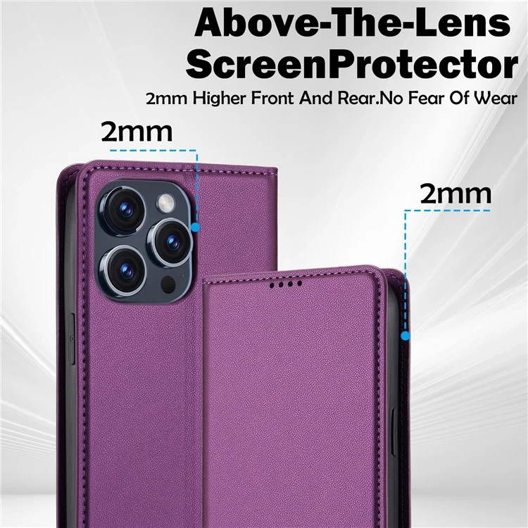 LC.IMEEKE L1-Serie für iPhone 14 Pro Case PU-Leder-Wallet-Stand Schutzhülle - Lila