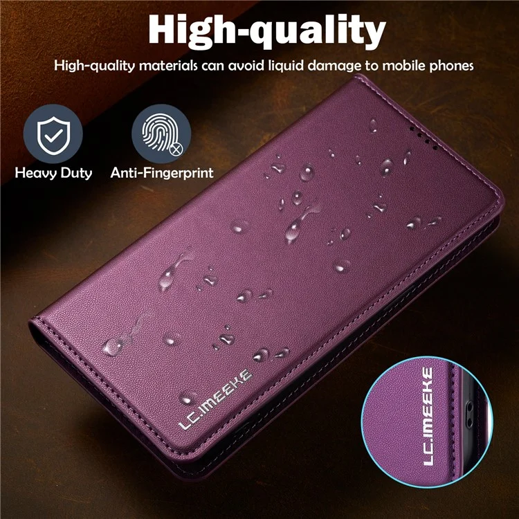 LC.IMEEKE L1-Serie für iPhone 14 Pro Case PU-Leder-Wallet-Stand Schutzhülle - Lila