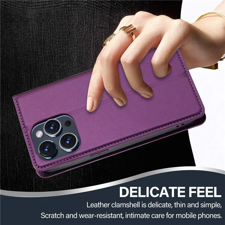 LC.IMEEKE L1-Serie für iPhone 14 Pro Case PU-Leder-Wallet-Stand Schutzhülle - Lila
