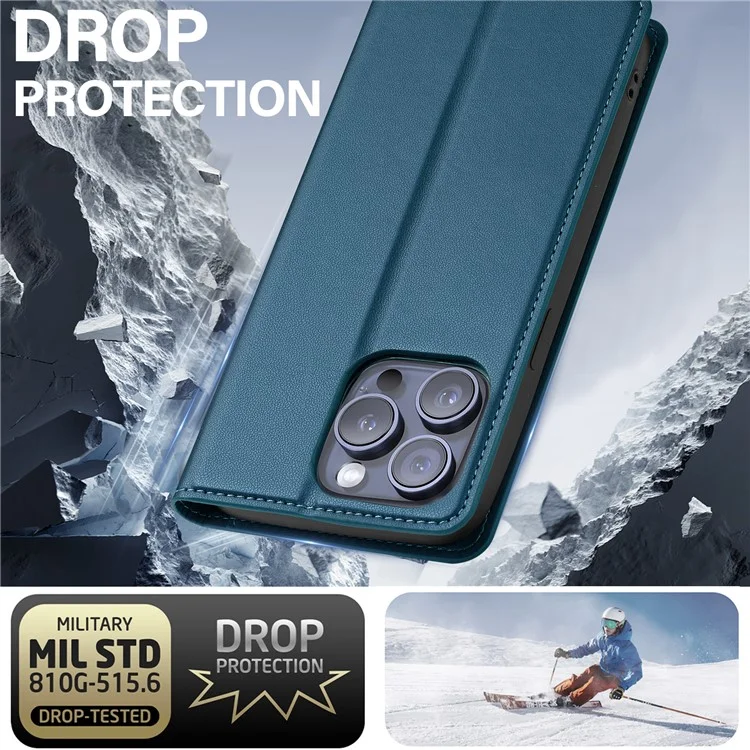 Lc. Série Imeeke L1 Pour Iphone 14 Pro Max Case de Protection du Support de Portefeuille en Cuir PU - Bleu