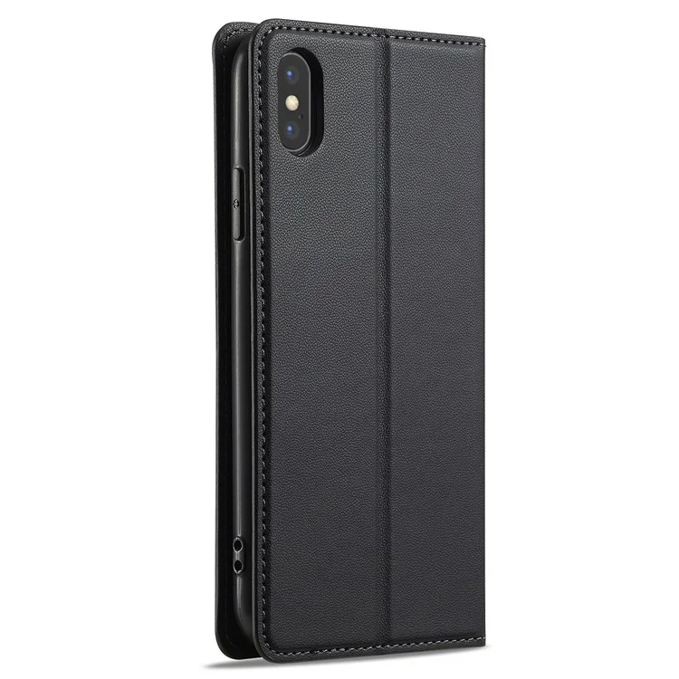 Lc. Serie Imeeke L1 Para Iphone xs / X Case PU Puerto de Cuero Soporte Protectora de Teléfono Protectora - Negro