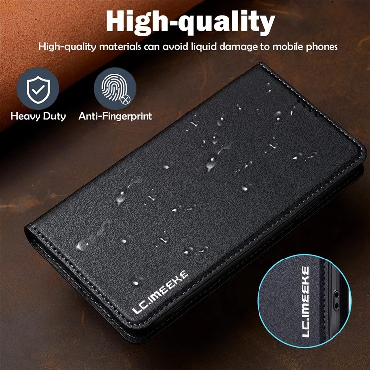 Lc. Serie Imeeke L1 Para Iphone xs / X Case PU Puerto de Cuero Soporte Protectora de Teléfono Protectora - Negro