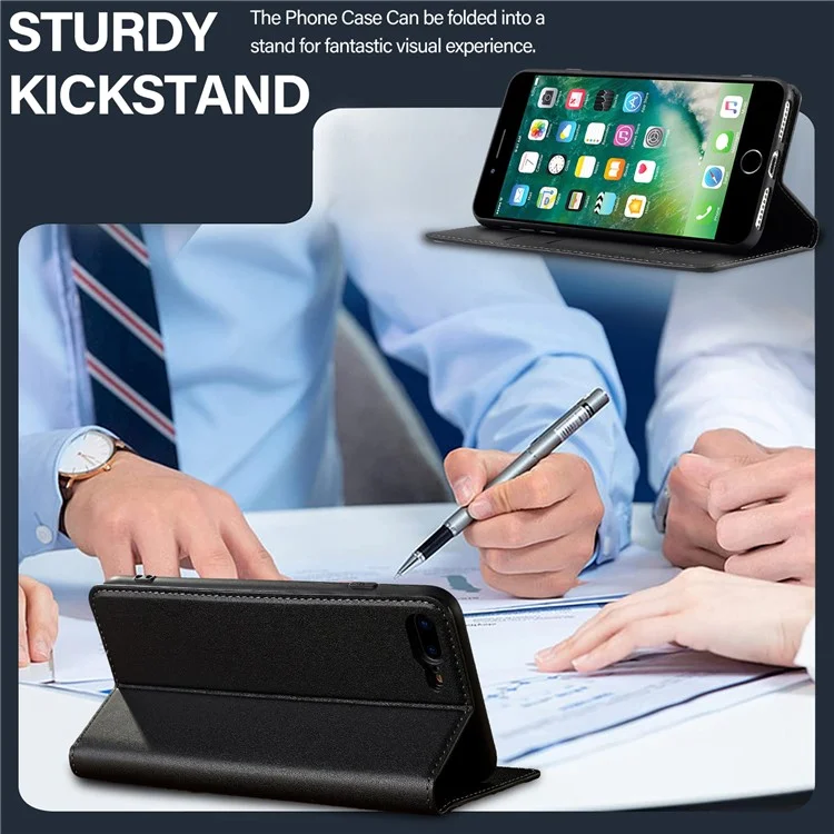 Lc. Série Imeeke L1 Pour Iphone 8 Plus / 7 Plus Couverture de Téléphone de Protection du Support de Portefeuille en Cuir PU pu pu - Noir