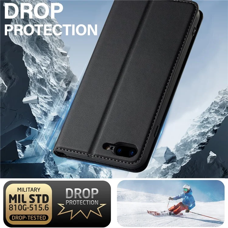 Lc. Série Imeeke L1 Pour Iphone 8 Plus / 7 Plus Couverture de Téléphone de Protection du Support de Portefeuille en Cuir PU pu pu - Noir