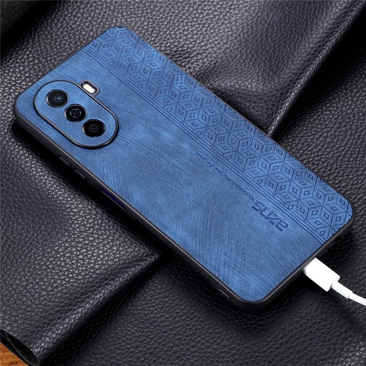 Azns Per Huawei Nova Y70 4G / Y70 Più 4G Coperchio di Protezione Del Telefono Protettivo Con Rivestimento in Pelle PU Exprinted PU - Blu