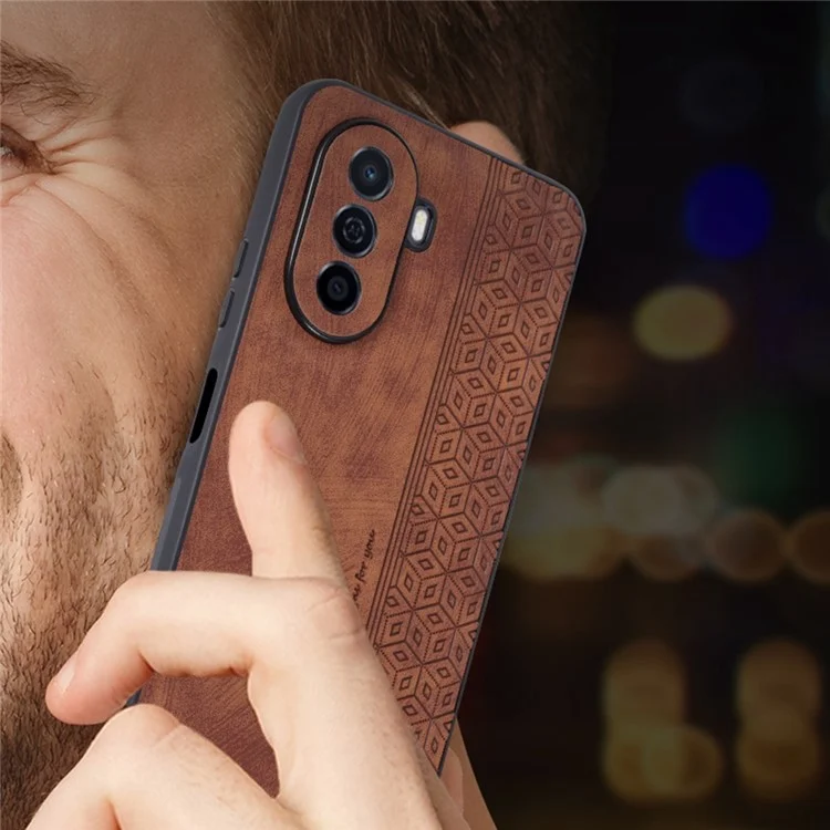 Azns Per Huawei Nova Y70 4G / Y70 Più 4G Coperchio di Protezione Del Telefono Protettivo Con Rivestimento in Pelle PU Exprinted PU - Blu