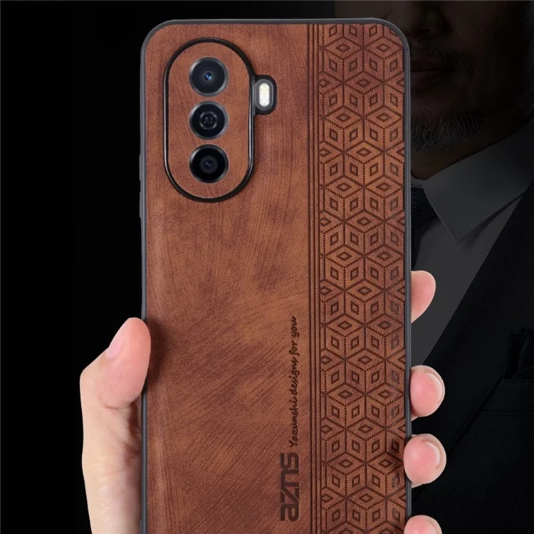 Azns Per Huawei Nova Y70 4G / Y70 Più 4G Coperchio di Protezione Del Telefono Protettivo Con Rivestimento in Pelle PU Exprinted PU - Blu