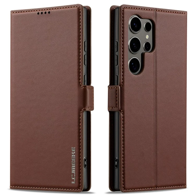 Lc. Série Imeeke L1 Pour Samsung Galaxy S24 Ultra Case pu Leather Wallet Stand Protection Phone Cover - Brun