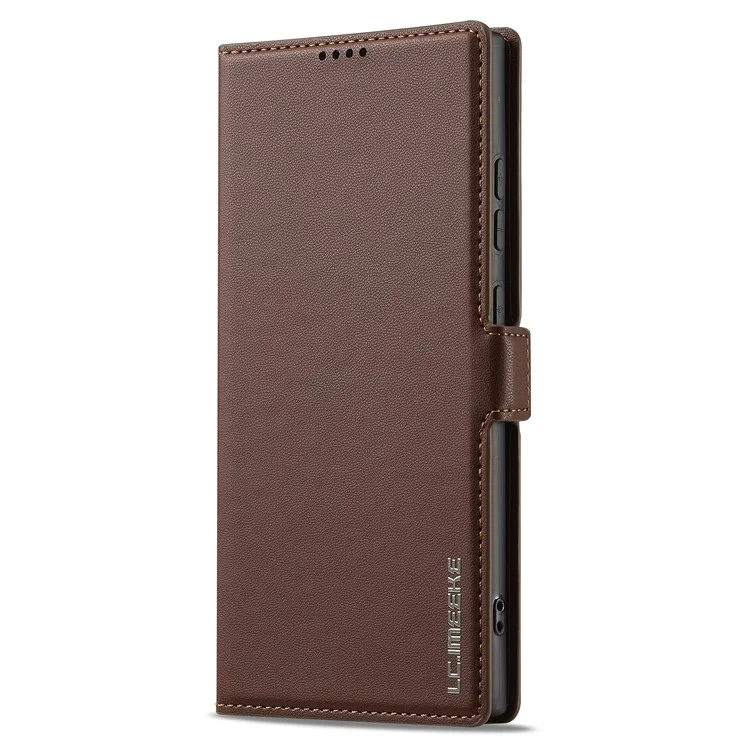 Lc. Série Imeeke L1 Pour Samsung Galaxy S24 Ultra Case pu Leather Wallet Stand Protection Phone Cover - Brun