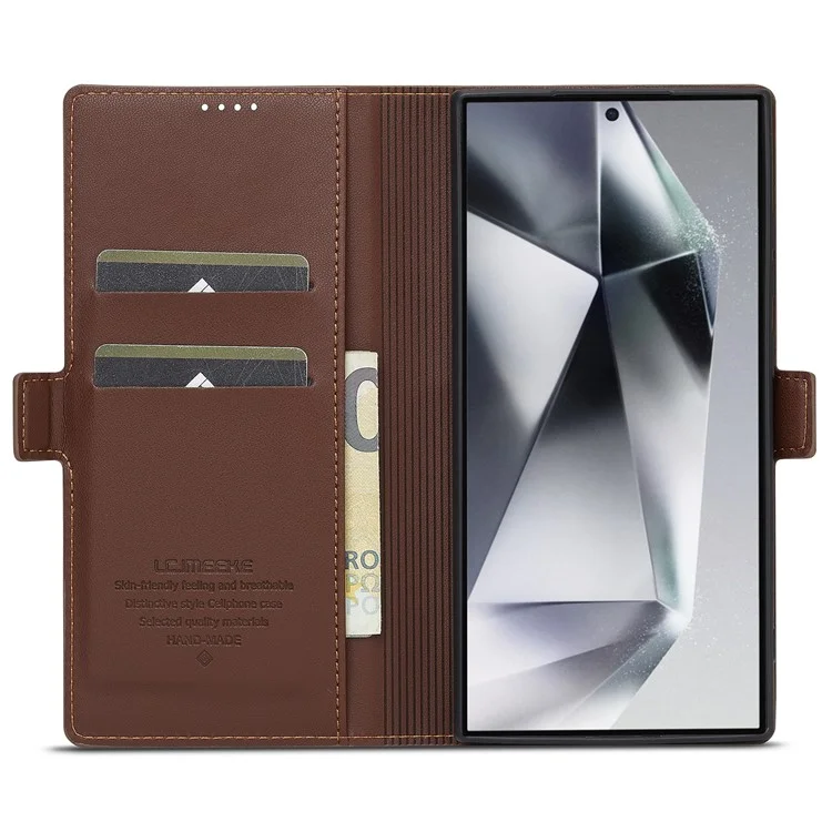 Lc. Série Imeeke L1 Pour Samsung Galaxy S24 Ultra Case pu Leather Wallet Stand Protection Phone Cover - Brun