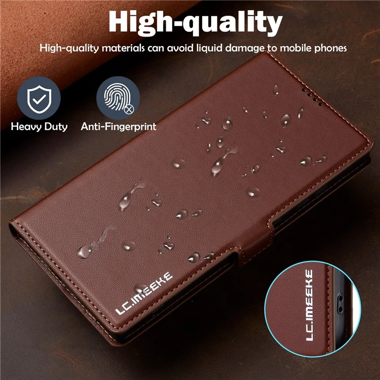 Lc. Série Imeeke L1 Pour Samsung Galaxy S24 Ultra Case pu Leather Wallet Stand Protection Phone Cover - Brun