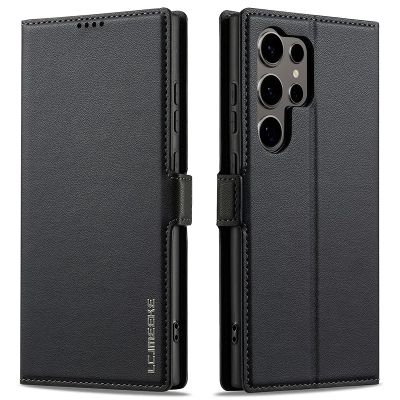 Lc. Serie Imeeke L1 Para Samsung Galaxy S23 Ultra Case PU Cuero de Cuero Soport - Negro
