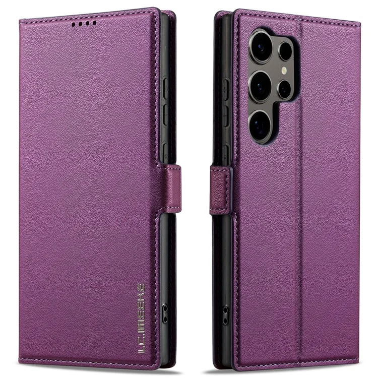 Lc. Série Imeeke L1 Pour Samsung Galaxy S22 Ultra 5G pu Leather Wallet Stand Protective Phone Cover - Violet