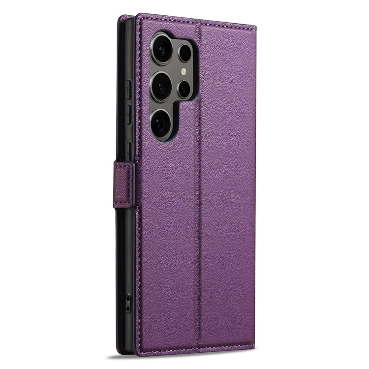 Lc. Série Imeeke L1 Pour Samsung Galaxy S22 Ultra 5G pu Leather Wallet Stand Protective Phone Cover - Violet