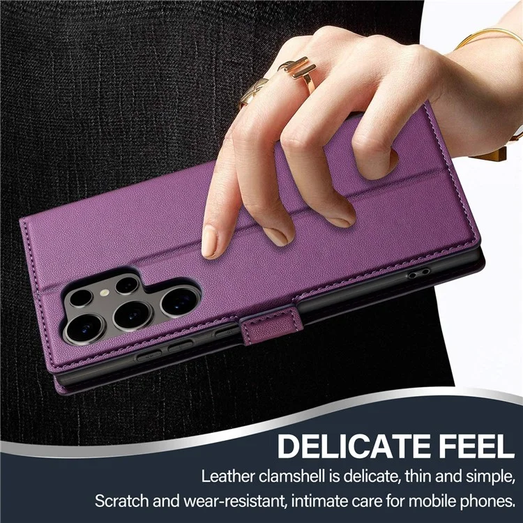Lc. Série Imeeke L1 Pour Samsung Galaxy S22 Ultra 5G pu Leather Wallet Stand Protective Phone Cover - Violet