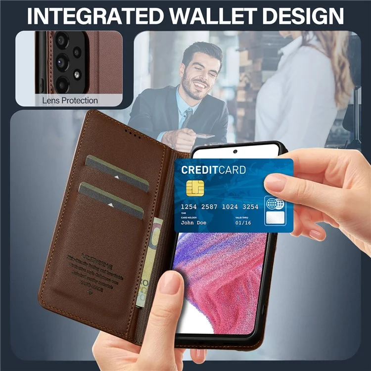 Lc. Série Imeeke L1 Pour Samsung Galaxy A53 5G pu Leather Wallet Stand Protection Phone Cover - Brun