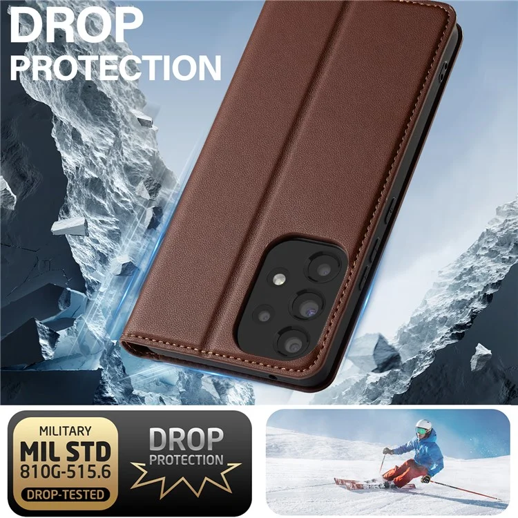 Lc. Série Imeeke L1 Pour Samsung Galaxy A53 5G pu Leather Wallet Stand Protection Phone Cover - Brun