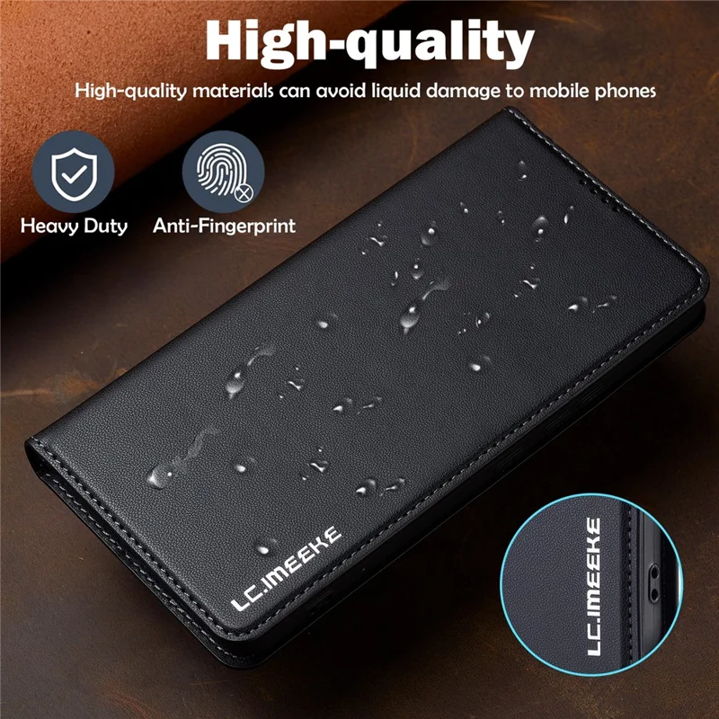 LC.IMEEKE L1 Serie für Samsung Galaxy A52s 5G / A52 5G / 4G Hülle Lederbrieftasche mit Ständer Telefonabdeckung - Schwarz