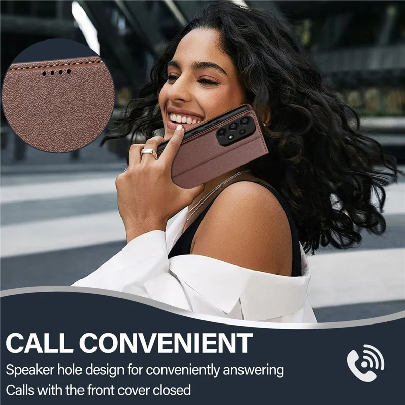 Lc. Серия Imeeke L1 Для Samsung Galaxy A52s 5G / A52 5G / 4G Case PU Кожаный Кошелек Подставка Для Телефона - Коричневый
