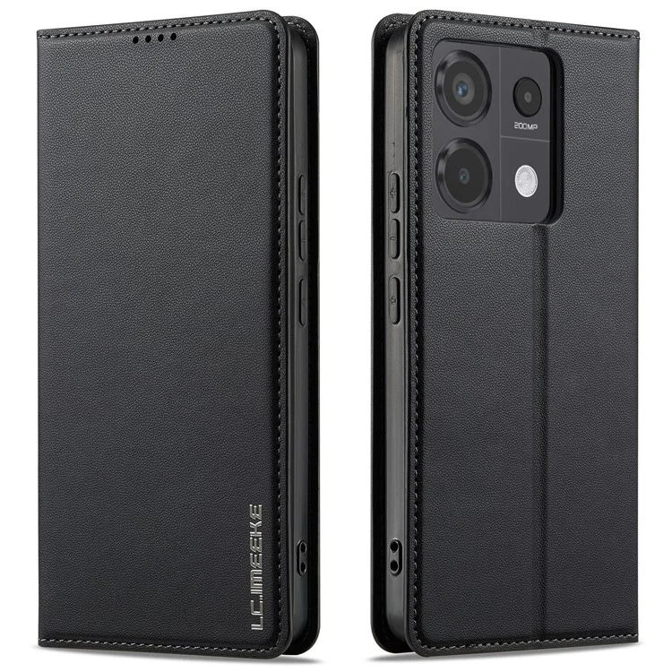 Lc. Serie Imeeke L1 Para Xiaomi Redmi Note 13 4G Case PU Cuero Willet Stand Protectivo Teléfono - Negro