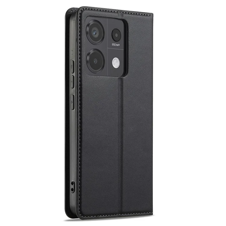 Lc. Serie Imeeke L1 Para Xiaomi Redmi Note 13 4G Case PU Cuero Willet Stand Protectivo Teléfono - Negro