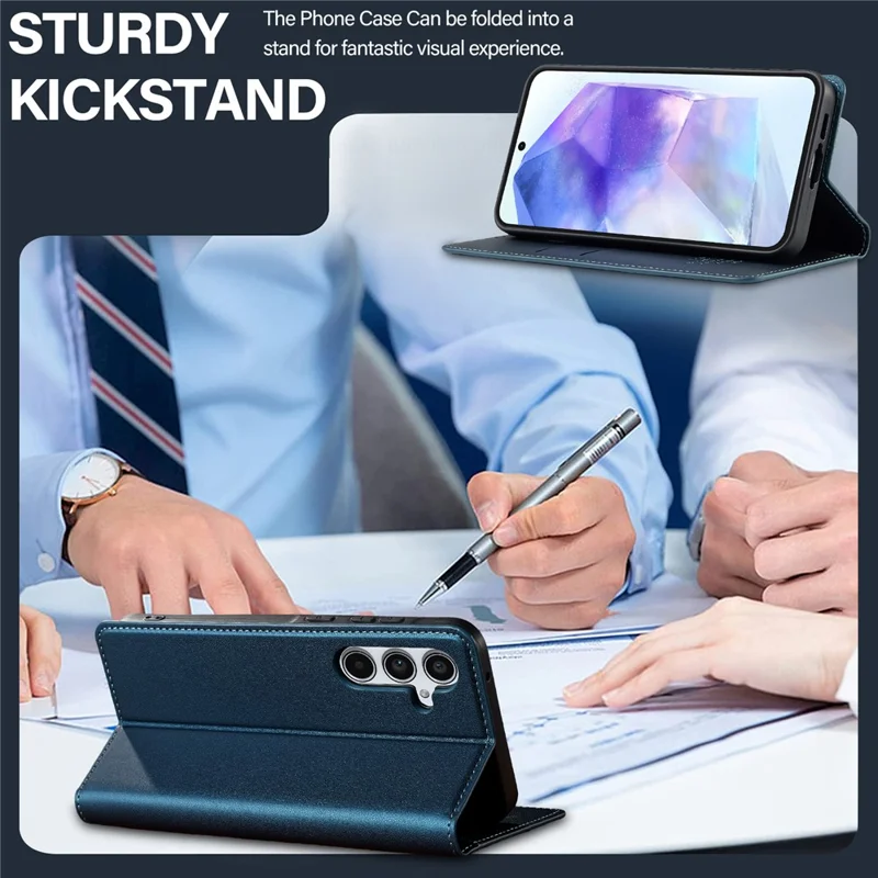 Lc. Série Imeeke L1 Pour Samsung Galaxy A54 5G pu Leather Wallet Stand Protection Phone Cover - Bleu