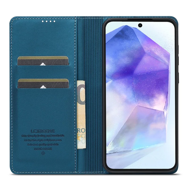 Lc. Série Imeeke L1 Pour Samsung Galaxy A54 5G pu Leather Wallet Stand Protection Phone Cover - Bleu