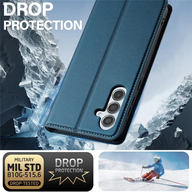 Lc. Série Imeeke L1 Pour Samsung Galaxy A54 5G pu Leather Wallet Stand Protection Phone Cover - Bleu