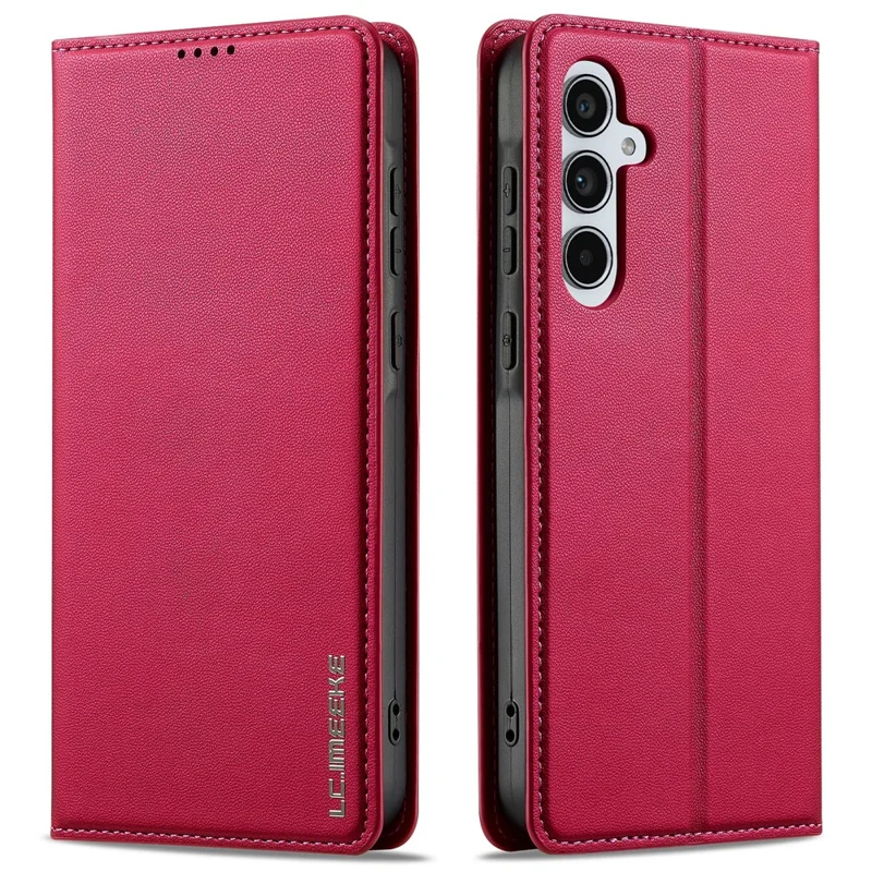 LC.IMEEKE L1 Series for Samsung Galaxy A55 5G Case PU Leather Wallet Stand Protective Phone Cover - Red