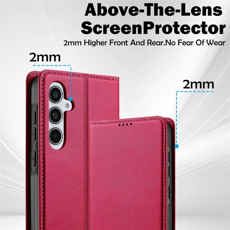 LC.IMEEKE L1 Series for Samsung Galaxy A55 5G Case PU Leather Wallet Stand Protective Phone Cover - Red