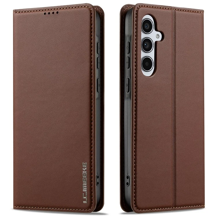 Lc. Serie Imeeke L1 Para Samsung Galaxy A34 5G Case PU Cuero de Cuero Soporte Protectora Tubo de Teléfono - Marrón