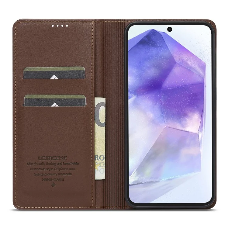 Lc. Serie Imeeke L1 Para Samsung Galaxy A34 5G Case PU Cuero de Cuero Soporte Protectora Tubo de Teléfono - Marrón