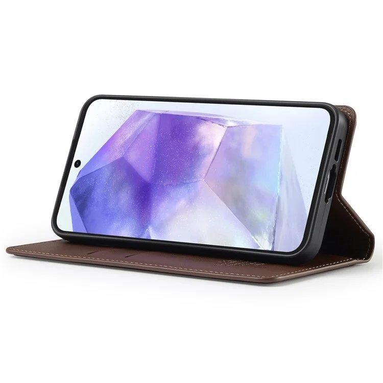 Lc. Serie Imeeke L1 Para Samsung Galaxy A34 5G Case PU Cuero de Cuero Soporte Protectora Tubo de Teléfono - Marrón
