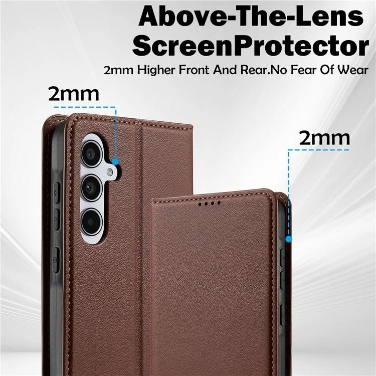 Lc. Serie Imeeke L1 Para Samsung Galaxy A34 5G Case PU Cuero de Cuero Soporte Protectora Tubo de Teléfono - Marrón